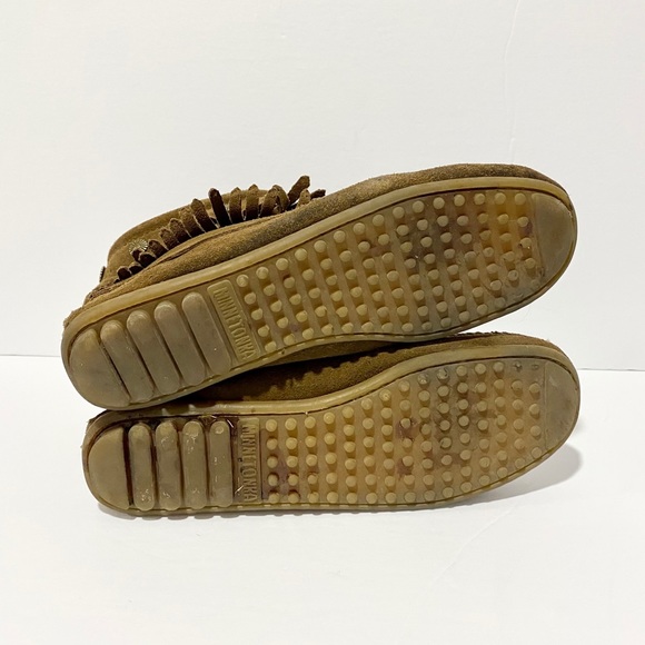 Minnetonka Double Fringe Suede Moccasin Booties - Picture 10 of 12